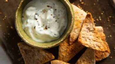 Pitta Bread Crisps with Herb Dip